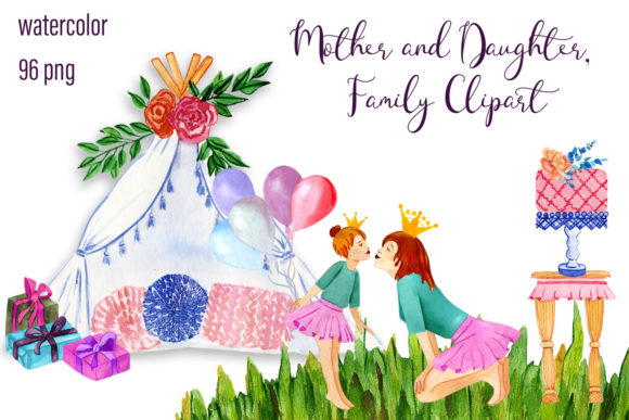 Mother and Daughter Family Scene