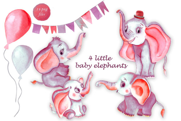 Pink Watercolor Elephants Clipart Decor: A Versatile Digital Art Collection for Creative Projects