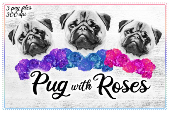 Pug with Roses