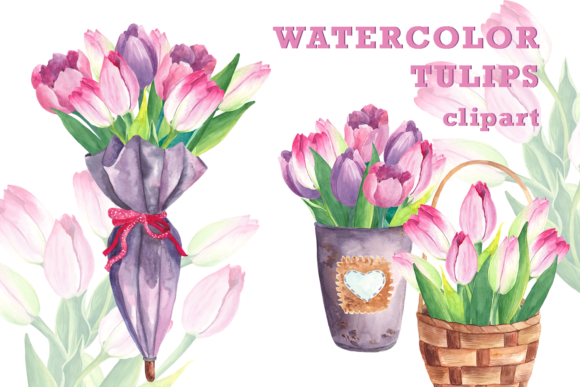 Watercolor Spring Tulip Flowers Clipart: A Versatile Design Resource